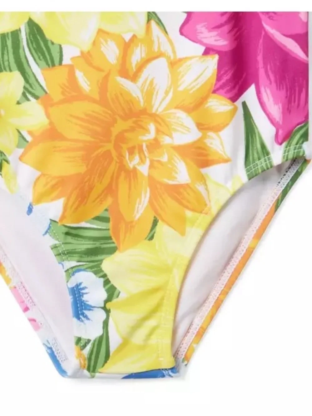 Janie and Jack Recycled Floral Ruffle Swimsuit Yellow Brick Road Girls Sz 7